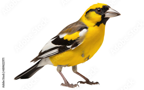 Evening Grosbeak Strikingly Colored Bird Isolated on a Transparent Background PNG