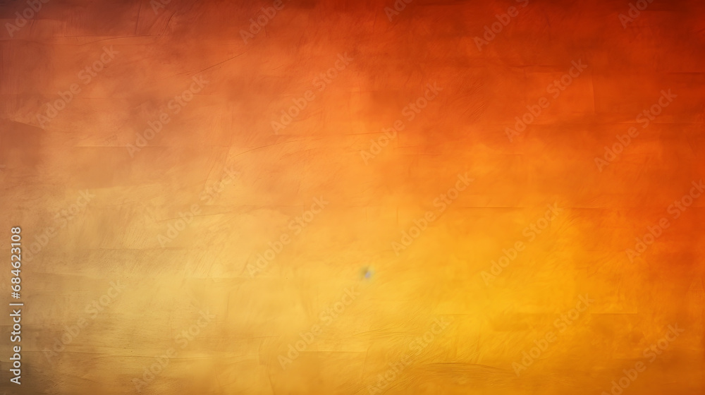 Fiery yellow burnt orange copper red brown gray black abstract background. Color gradient, ombre. Rough grainy noise grungy texture. Glow light shine. generative ai.