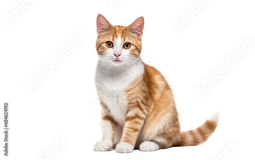 Japanese Bobtail Grace cat Isolated on a Transparent Background PNG