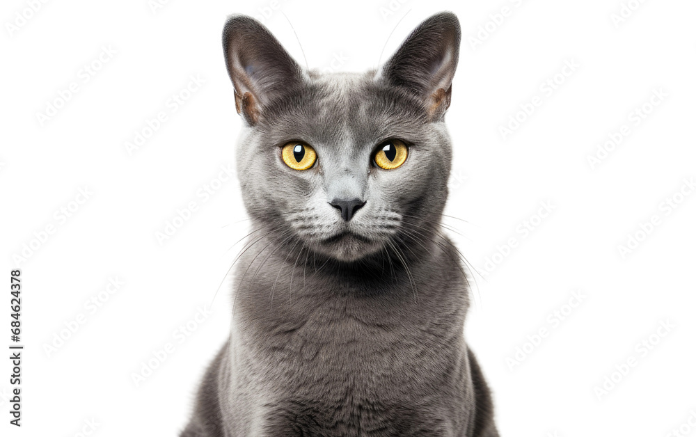 Korat Cat Silvery Blue Coat Isolated on a Transparent Background PNG