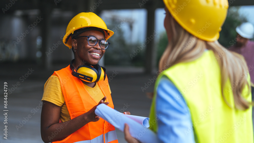 Architect Caucasian Woman Working With Colleagues Mixed Race In The Architect caucasian woman working with colleagues mixed race in the