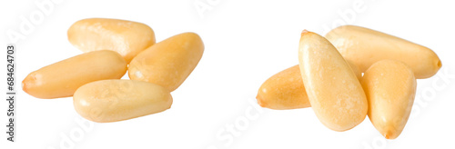 Foto Roasted pine nuts isolated on the white background.