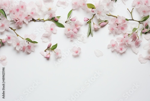 a floral banner made up of pink flowers and green leaves