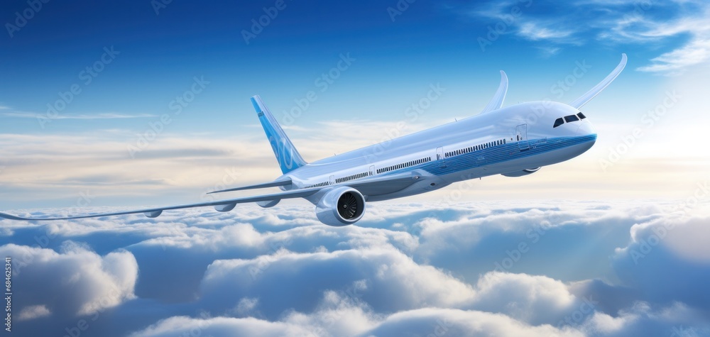 Obraz premium a large aircraft flying above clouds