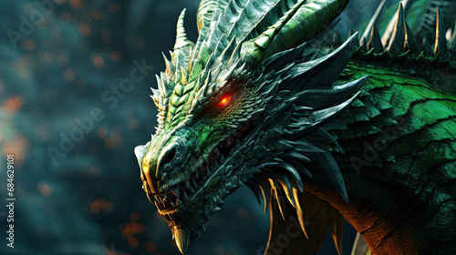 green dragon on a black background