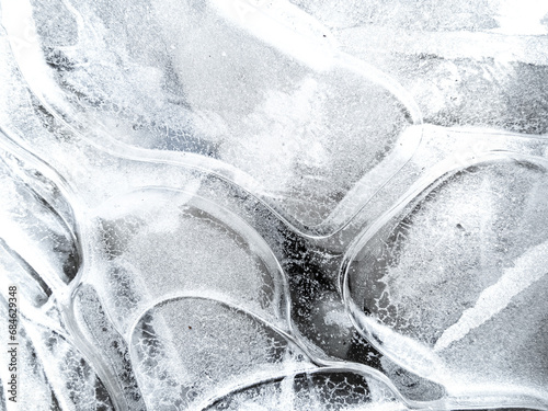 Winter's Artistry: Abstract Ice Patterns on a Frozen Surface