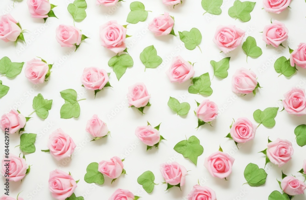 fresh pink roses in a white background