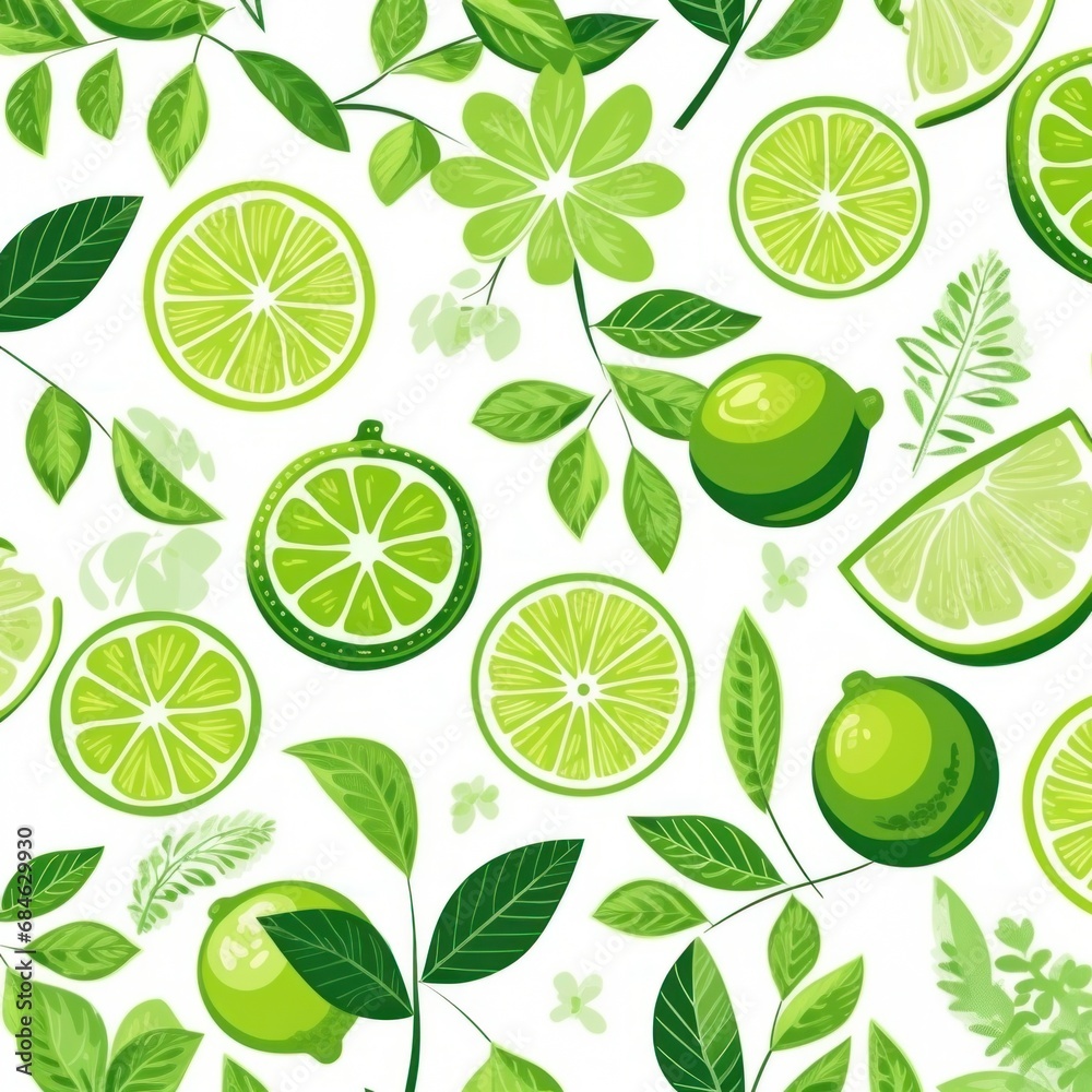 lime leaves and slices with leaves lime leaves and slices with leaves