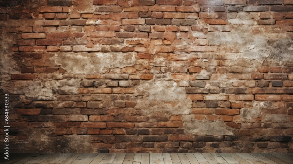 Antique brick wall background with Grunge stone texture panoramic vintage view - obrazy, fototapety, plakaty 