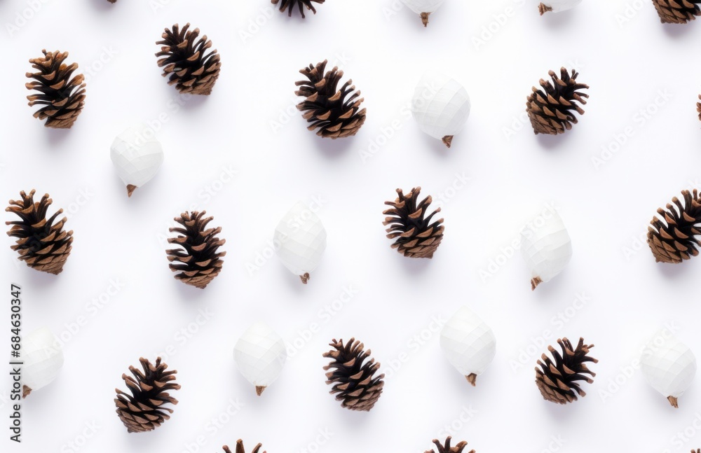 pine cone confetti on white background pine cone confetti on white background