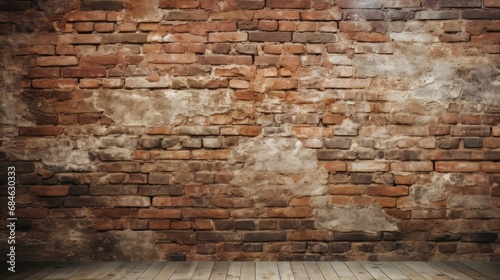 Antique brick wall background with Grunge stone texture panoramic vintage view photo