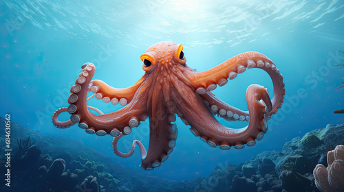 an octopus is swimming in the ocean