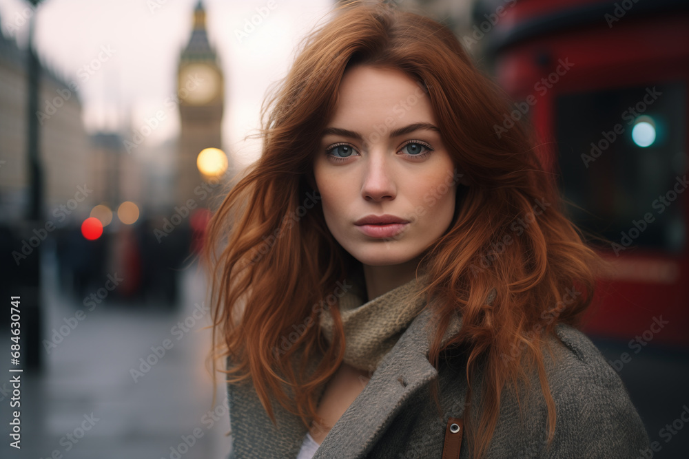 Beautiful woman in the street of London