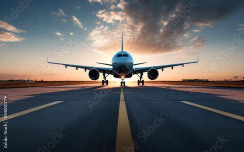 the airplane on the runway taking off,