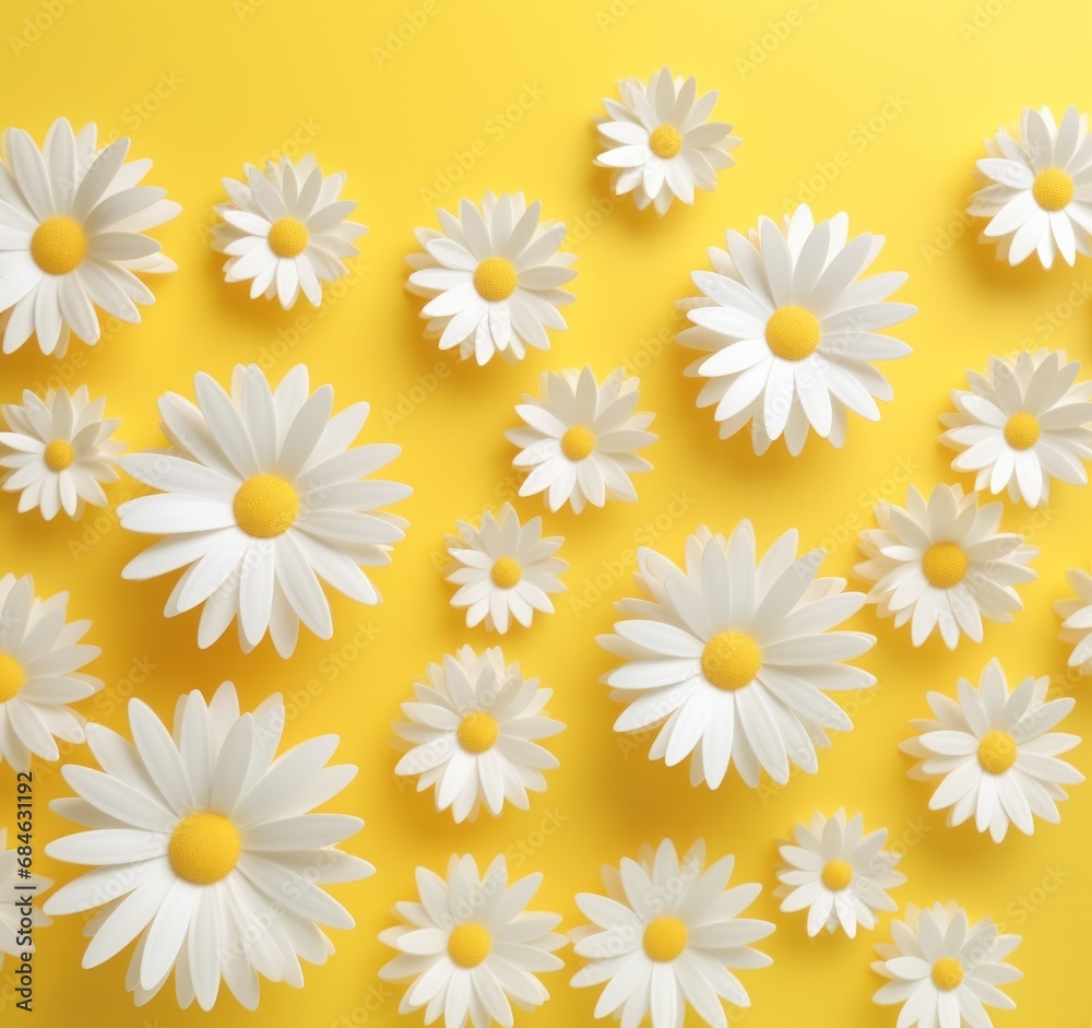 white daisies on a yellow background