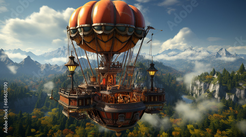 Wallpaper Mural 3d realistic hot air balloon transportation Torontodigital.ca