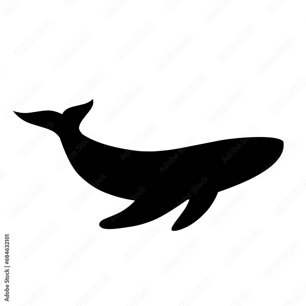 Whale silhouette icon vector. Whale silhouette can be used as icon, symbol or sign. Whale icon vector for design of ocean, undersea, nature or marine