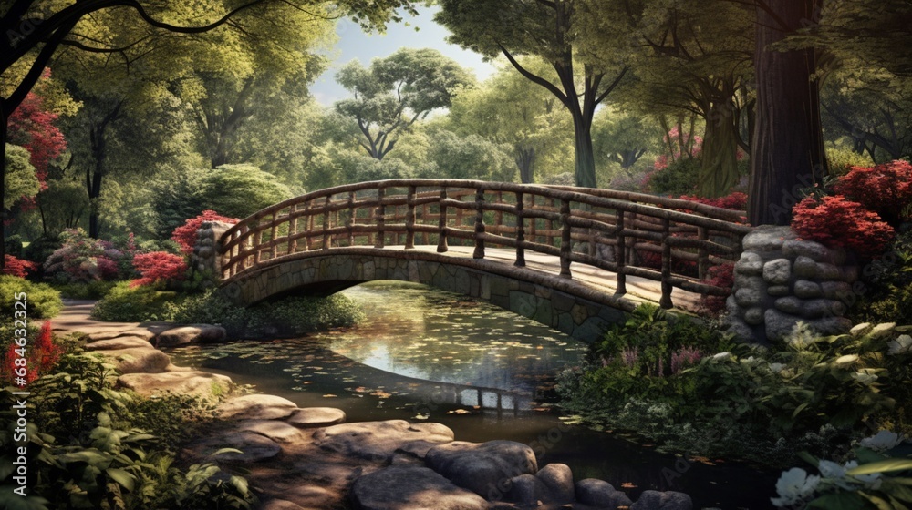 Bridge Park Garden image.Generative AI Bridge Park Garden image.Generative AI