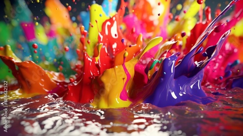 Commercial shooting of colorful splash paint overhead.Generative AI