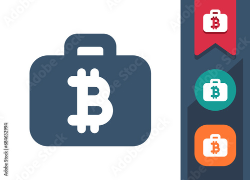 Briefcase Icon. Suitcase, Money, Bribe, Bitcoin, Cryptocurrency