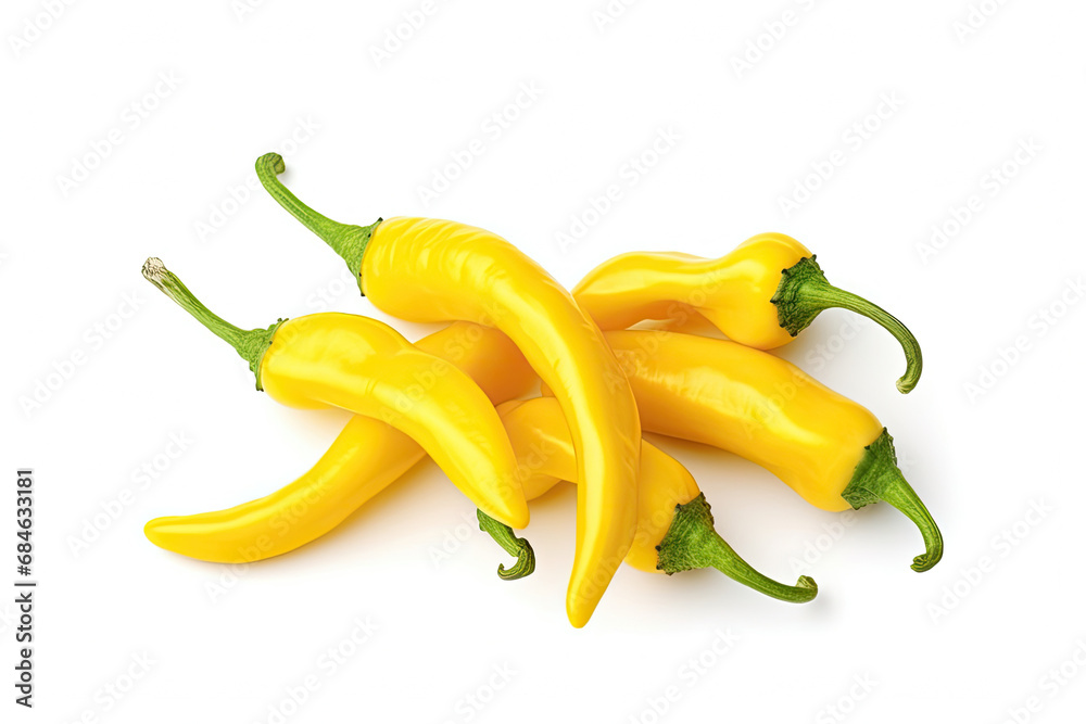 Yellow fresh chili peppers on white background Yellow fresh chili peppers on white background