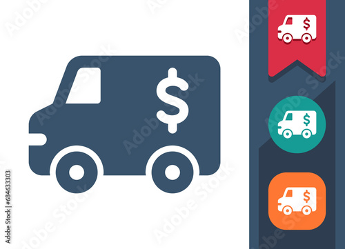 Armored Truck Icon. Money, Van, Dollar
