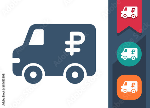 Armored Truck Icon. Money, Van, Ruble, Rouble