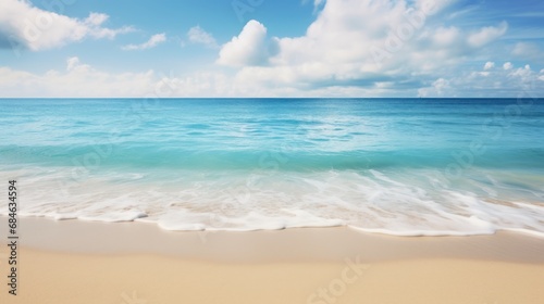 Beautiful landscape of sandy beach white sand and rolling calm wave on blue sky on Sunny day © artpray