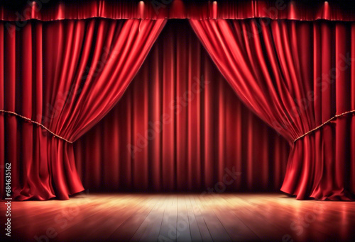 Icona Teatrale- Sipario Rosso e Luce sul Palco nell'Illustrazione Classica photo