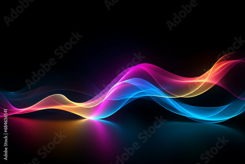 Wallpaper Mural Curved colorful neon light waves. Torontodigital.ca