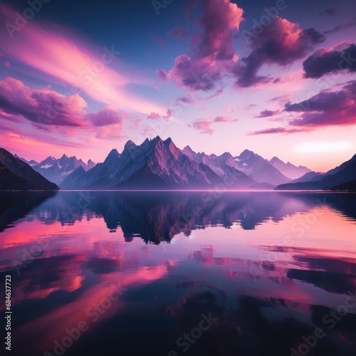 sunset in the mountains beautiful nature background © Deanmon