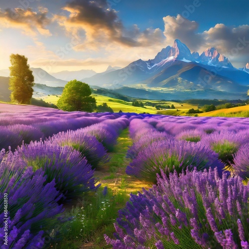 Digital lavender natural landscape 