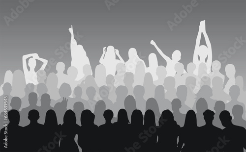 Silhouette of a crowd, group of people, corporate team