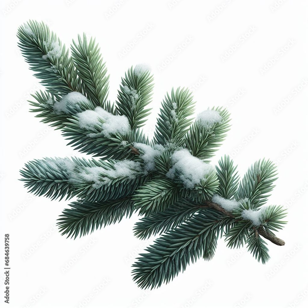 fir tree branch on white isolated in the snow fir tree branch on white isolated in the snow