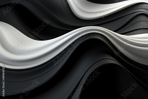 Sculpted Serenity: Black and White Waves Forming an Abstract Canvas - Generative AI