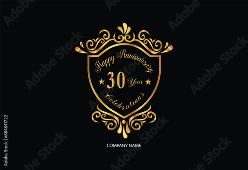 29 anniversary celebration logotype with handwriting golden color elegant design photo