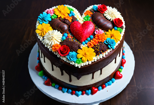 Large birthday cake with ch...