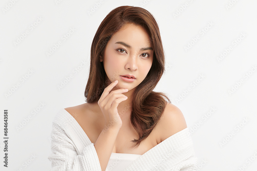Beautiful young asian woman with clean fresh skin on white background, Face care, Facial treatment, Cosmetology, beauty and spa, Asian women portrait. Beautiful young asian woman with clean fresh skin on white background, Face care, Facial treatment, Cosmetology, beauty and spa, Asian women portrait.