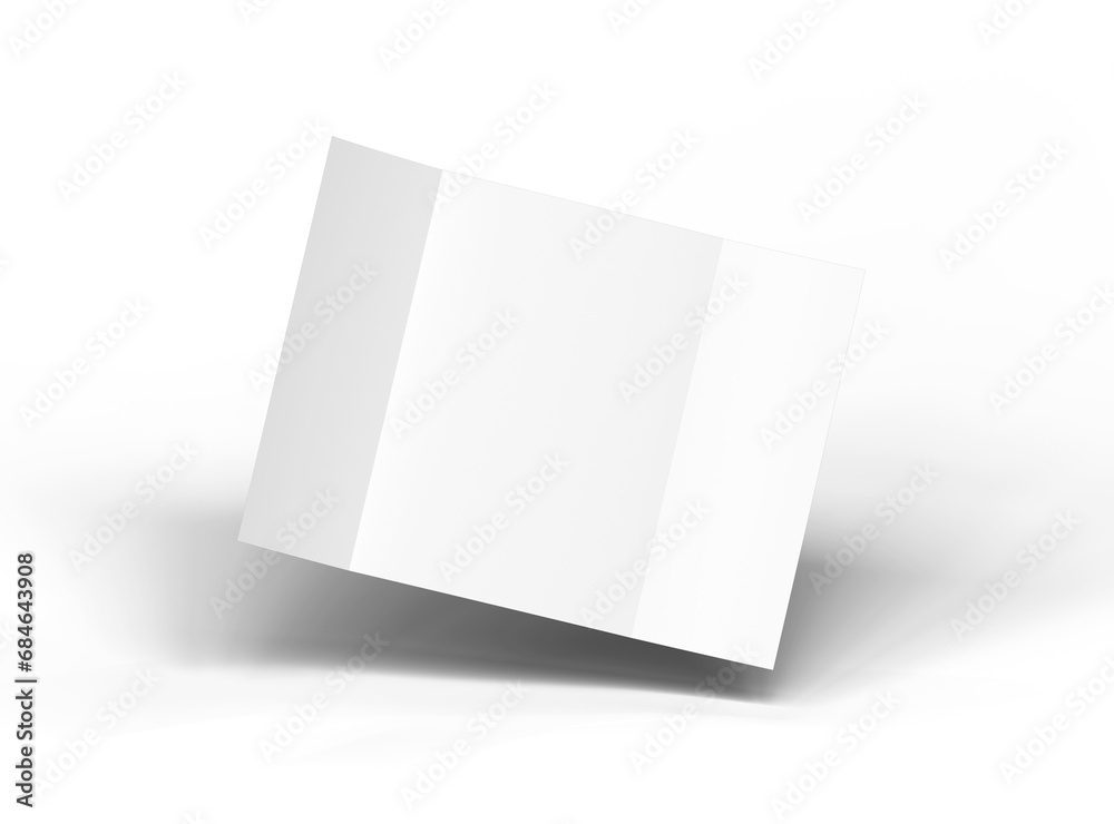 Blank A4 Gate Fold Brochure 3d render on transparent background 