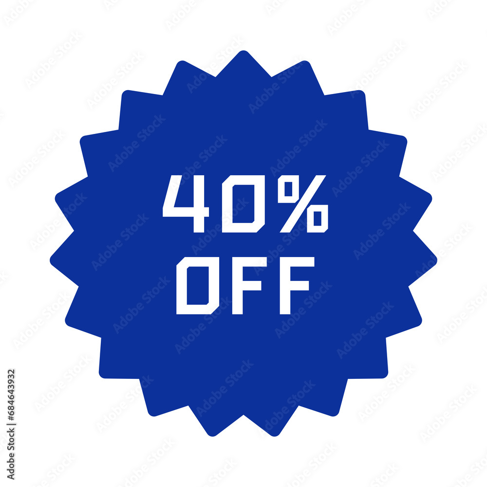Digital discount offer label or sticker in PNG format with transparent background, featuring a 40% discount Digital discount offer label or sticker in PNG format with transparent background, featuring a 40% discount
