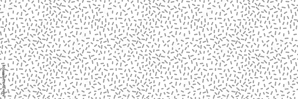 Small dash monochrome seamless pattern. Scattered organic line element on white background. Vector illustration for textile, wallpaper, decor. 