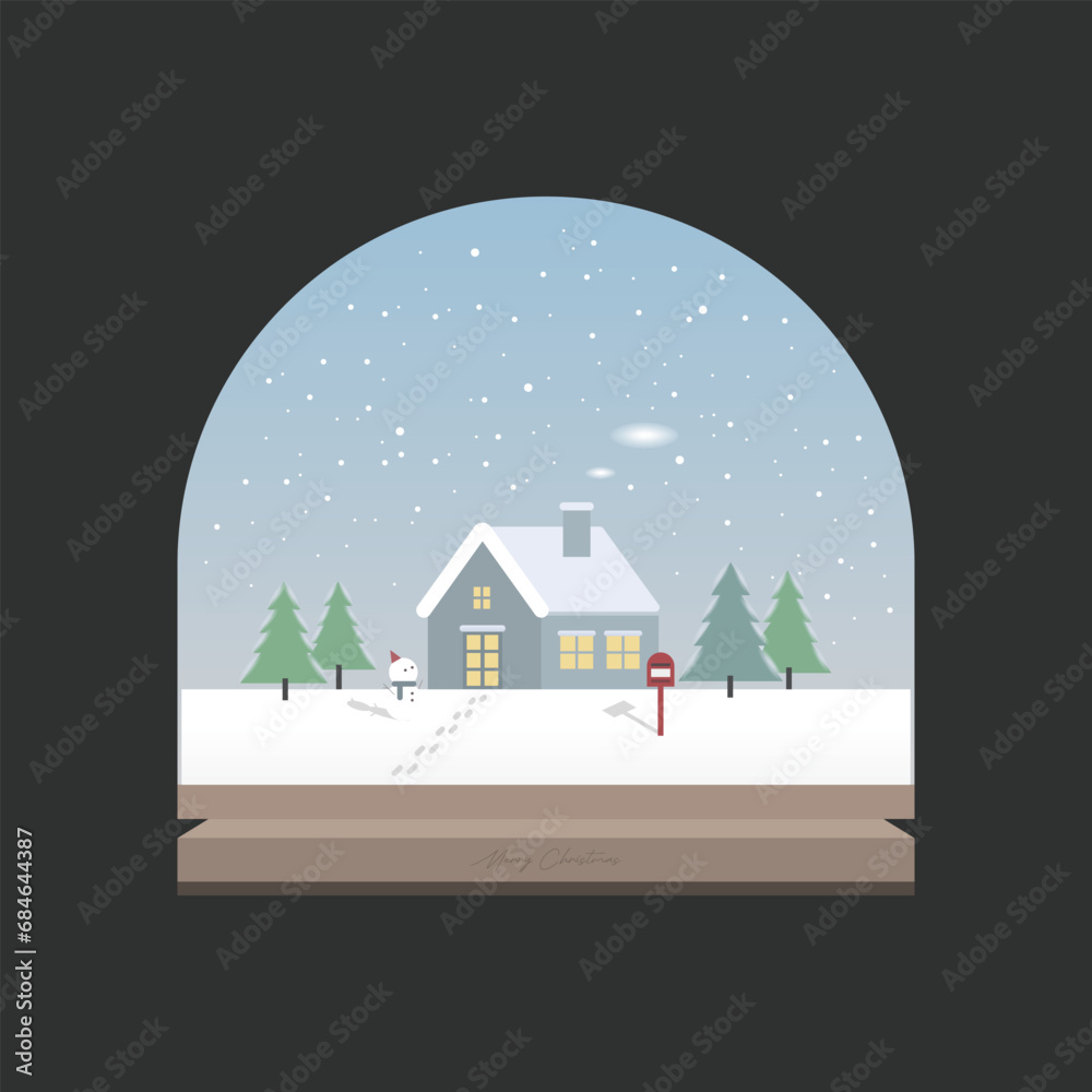 Illustration of Snow Dome with Snowfall