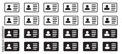 ID Card icon. Employee clerk card, driver license, Identification card, staff identification card symbol. Design for website and mobile app.