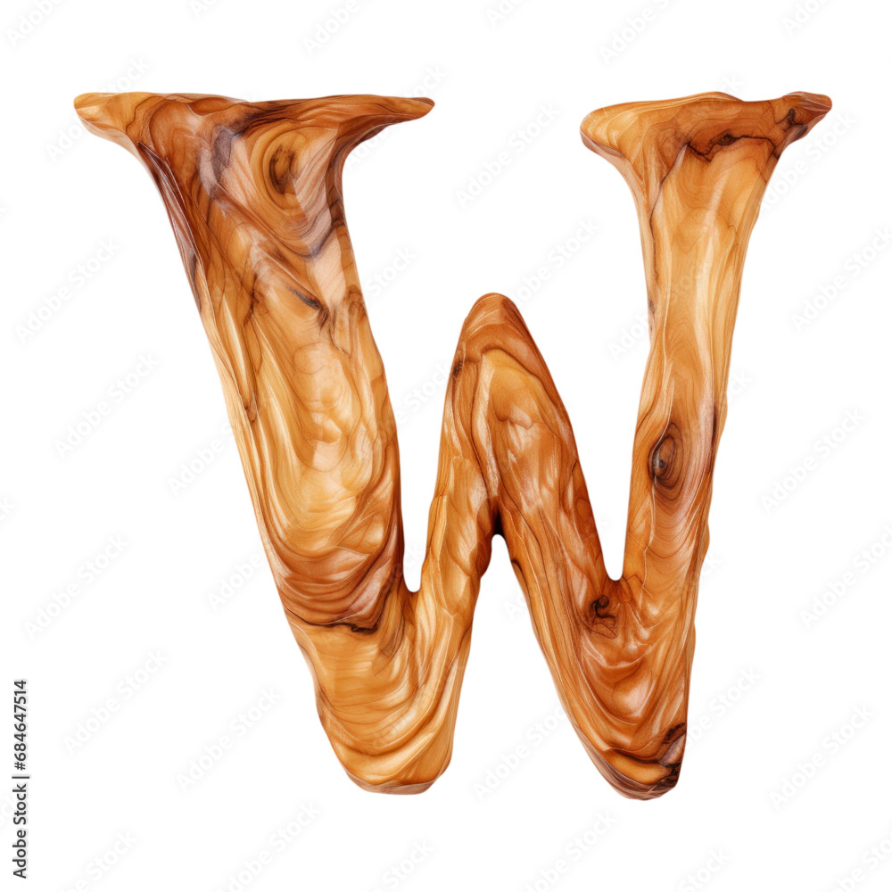 Wooden letter W , wood typography font, isolated on transparent ...