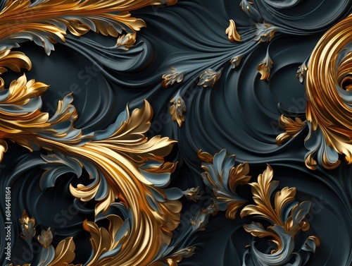 elegant baroque wallpaper pattern with floral 3D elements. 