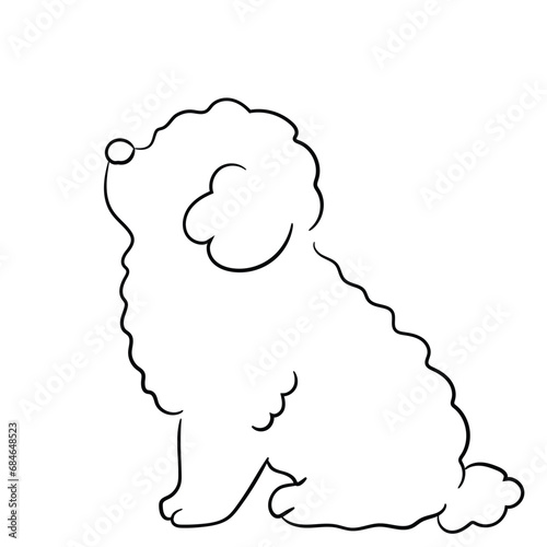 poodle line art. hand drawn line art icon. Poodle