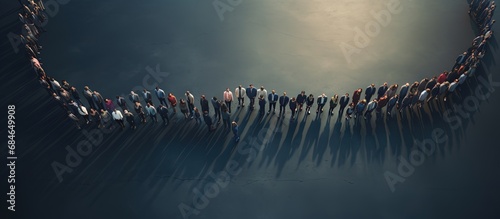 Aerial view of people formi...