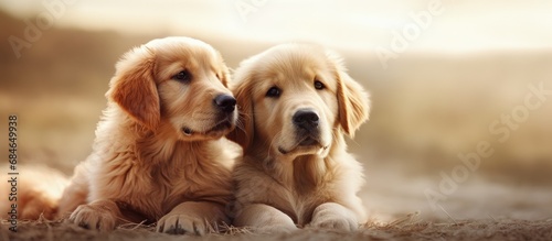 Adorable Golden Retriever Pup copy space image