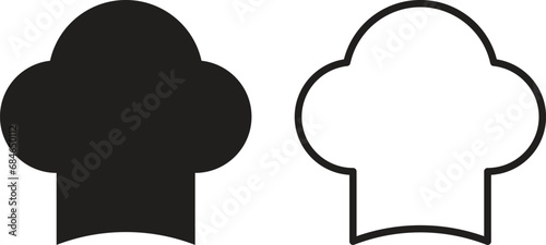 Chef cap icon set in two styles isolated on white background