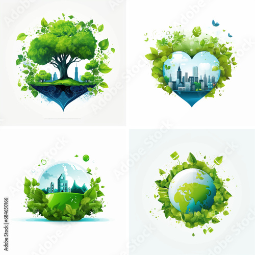 green environment nature ecological tree plant vector earth eco concept illustration design planet 
